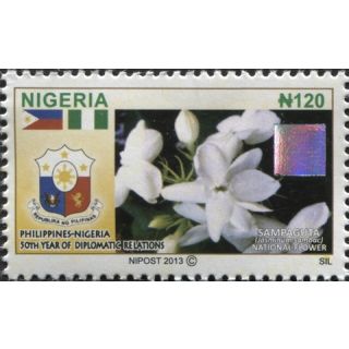 50ème anniversaire des relations diplomatiques entre le Nigéria et les Philippines - Sampaguita ou Jasmin d'Arabie (Jasminum sambac)